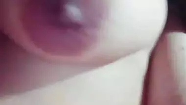 Unsatisfied cute bhabhi topless selfie showing long boobs